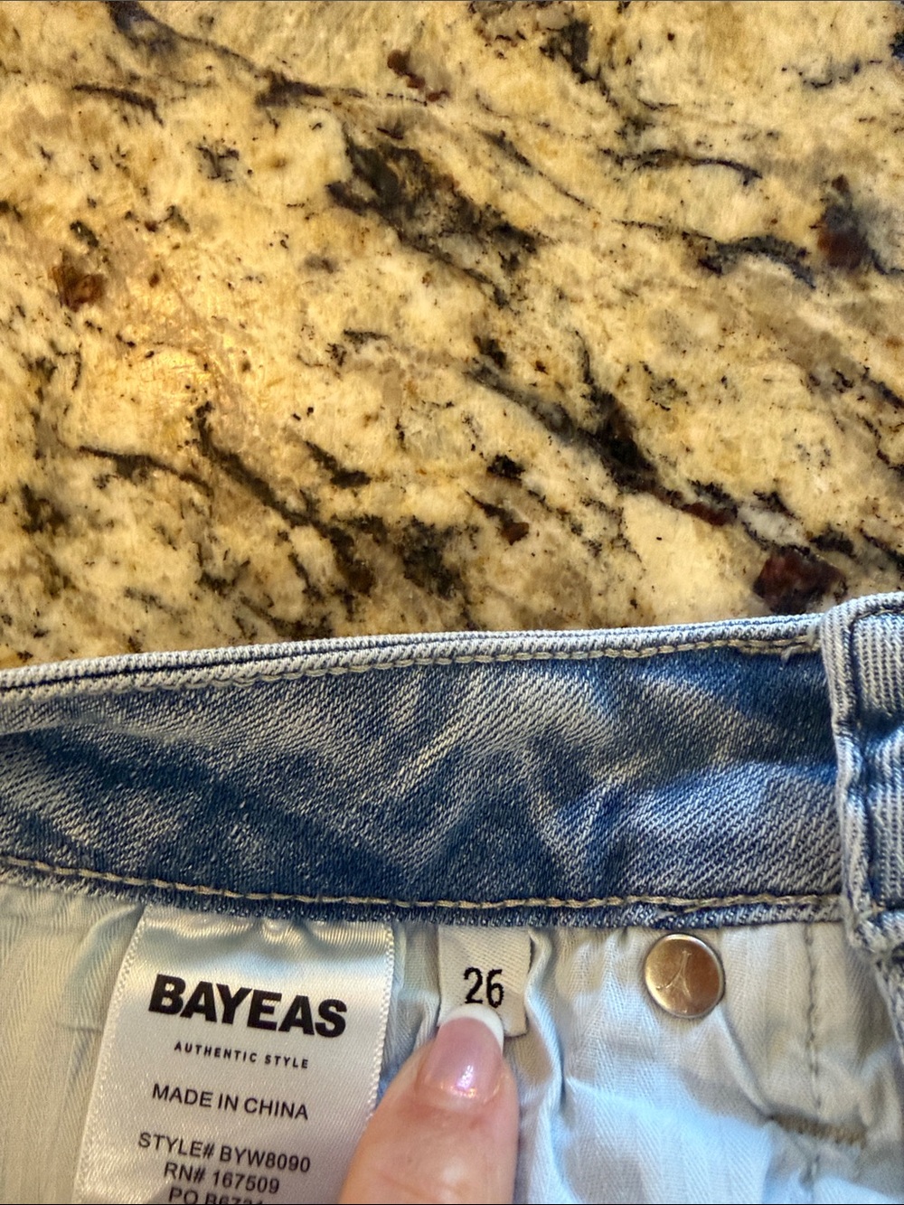 Bayeas Los Angeles Lace Panel Rhinestone Straight-Leg Jeans size 26 - Picture 13 of 15